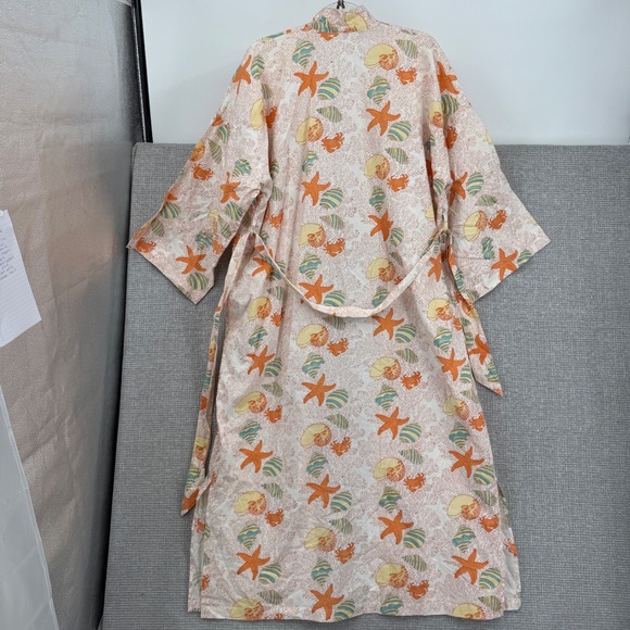 Natural Habit Women's Robe 100% Cotton Beach Kimono Nautical Starfish Shell Crab - Picture 2 of 10